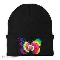 Rainbow Tie Dye Butterfly Tye Die Look Cool Beanie thumb 0
