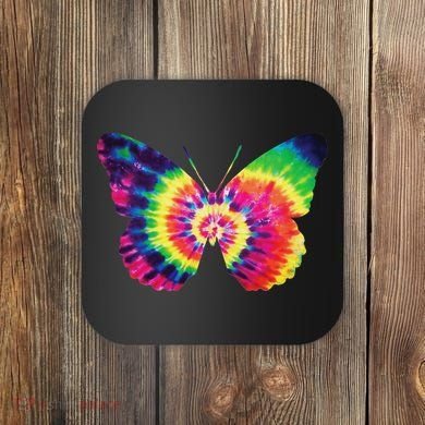 Rainbow Tie Dye Butterfly Tye Die Look Cool Coaster