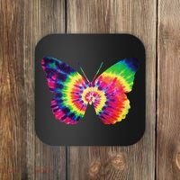 Rainbow Tie Dye Butterfly Tye Die Look Cool Coaster thumb 0