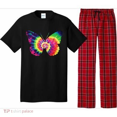 Rainbow Tie Dye Butterfly Tye Die Look Cool Pajama Set