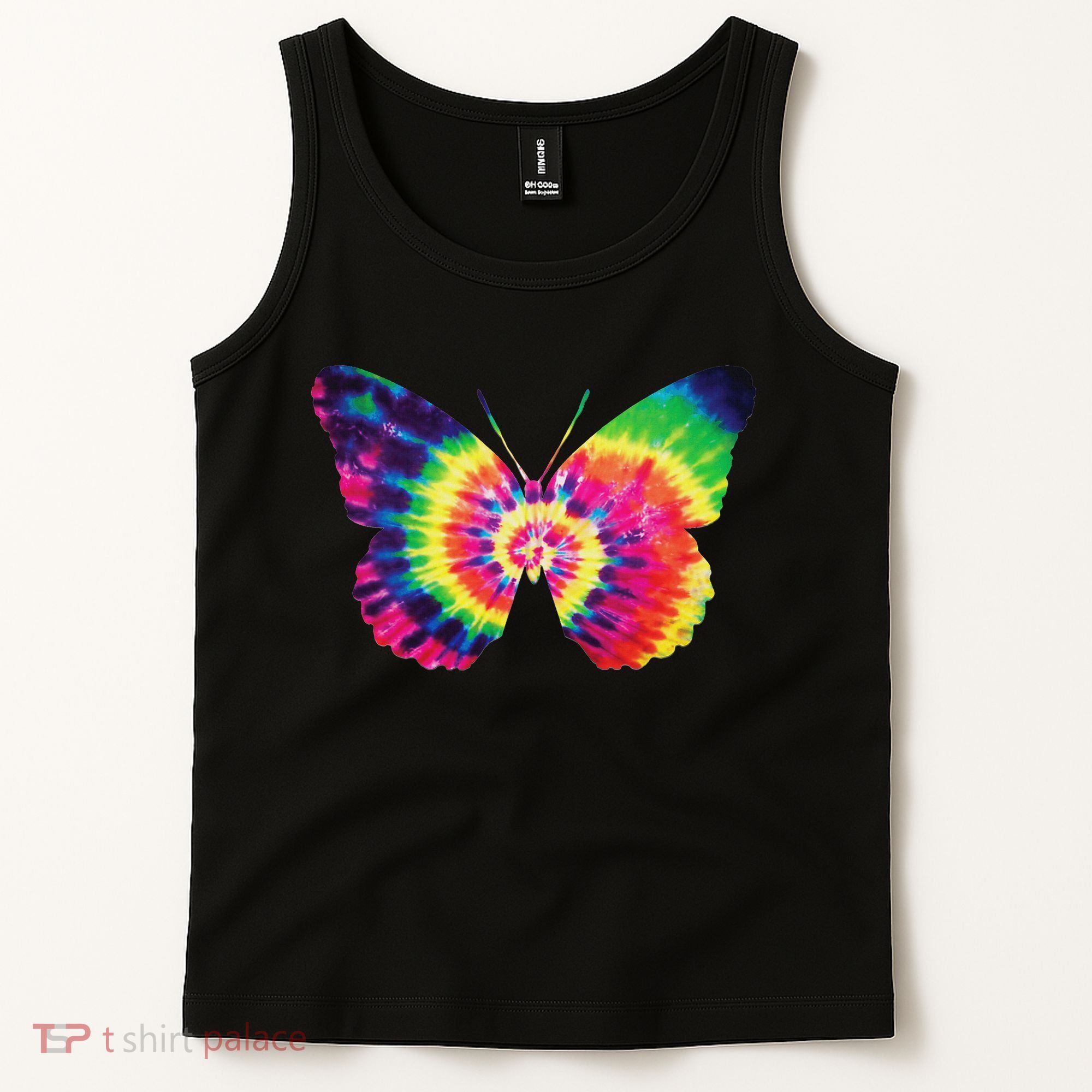 Rainbow Tie Dye Butterfly Tye Die Look Cool Tank Top