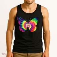 Rainbow Tie Dye Butterfly Tye Die Look Cool Tank Top thumb 3