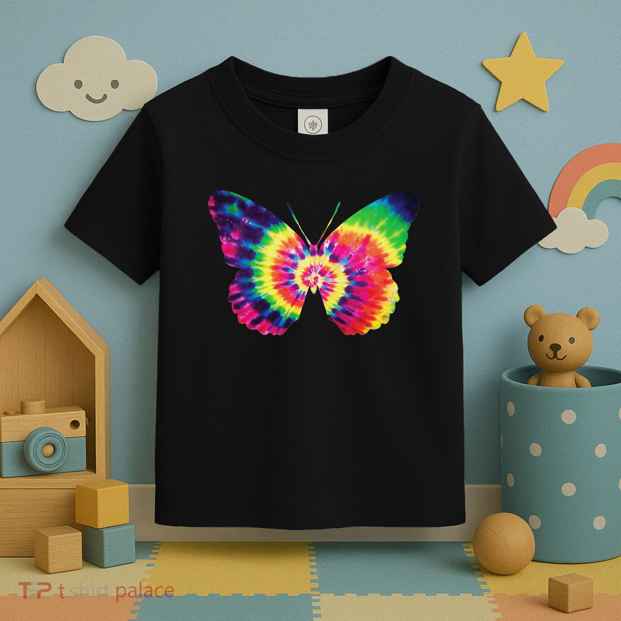 Rainbow Tie Dye Butterfly Tye Die Look Cool Toddler T-Shirt