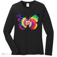 Rainbow Tie Dye Butterfly Tye Die Look Cool Women's Long Sleeve Shirt thumb 0