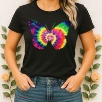 Rainbow Tie Dye Butterfly Tye Die Look Cool Women's T-Shirt thumb 2