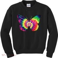 Rainbow Tie Dye Butterfly Tye Die Look Cool Kids Sweatshirt thumb 0