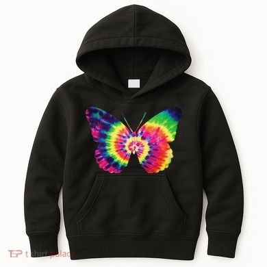 Rainbow Tie Dye Butterfly Tye Die Look Cool Kids Hoodie