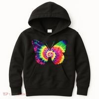 Rainbow Tie Dye Butterfly Tye Die Look Cool Kids Hoodie thumb 0