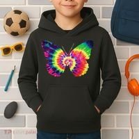 Rainbow Tie Dye Butterfly Tye Die Look Cool Kids Hoodie thumb 2