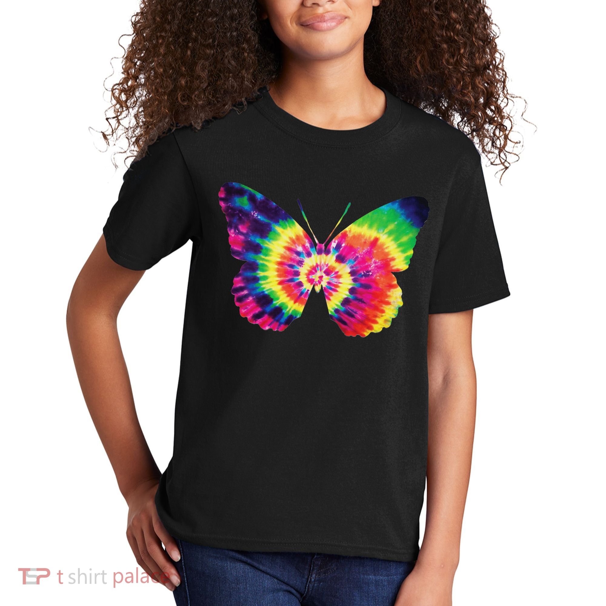 Rainbow Tie Dye Butterfly Tye Die Look Cool Kids T-Shirt