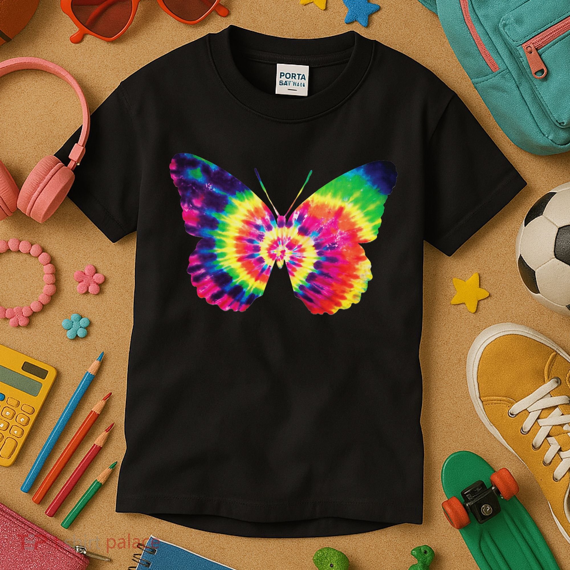 Rainbow Tie Dye Butterfly Tye Die Look Cool Kids T-Shirt