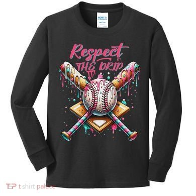 Respect The Drip Ice Cream Dripping Kids Long Sleeve Shirt