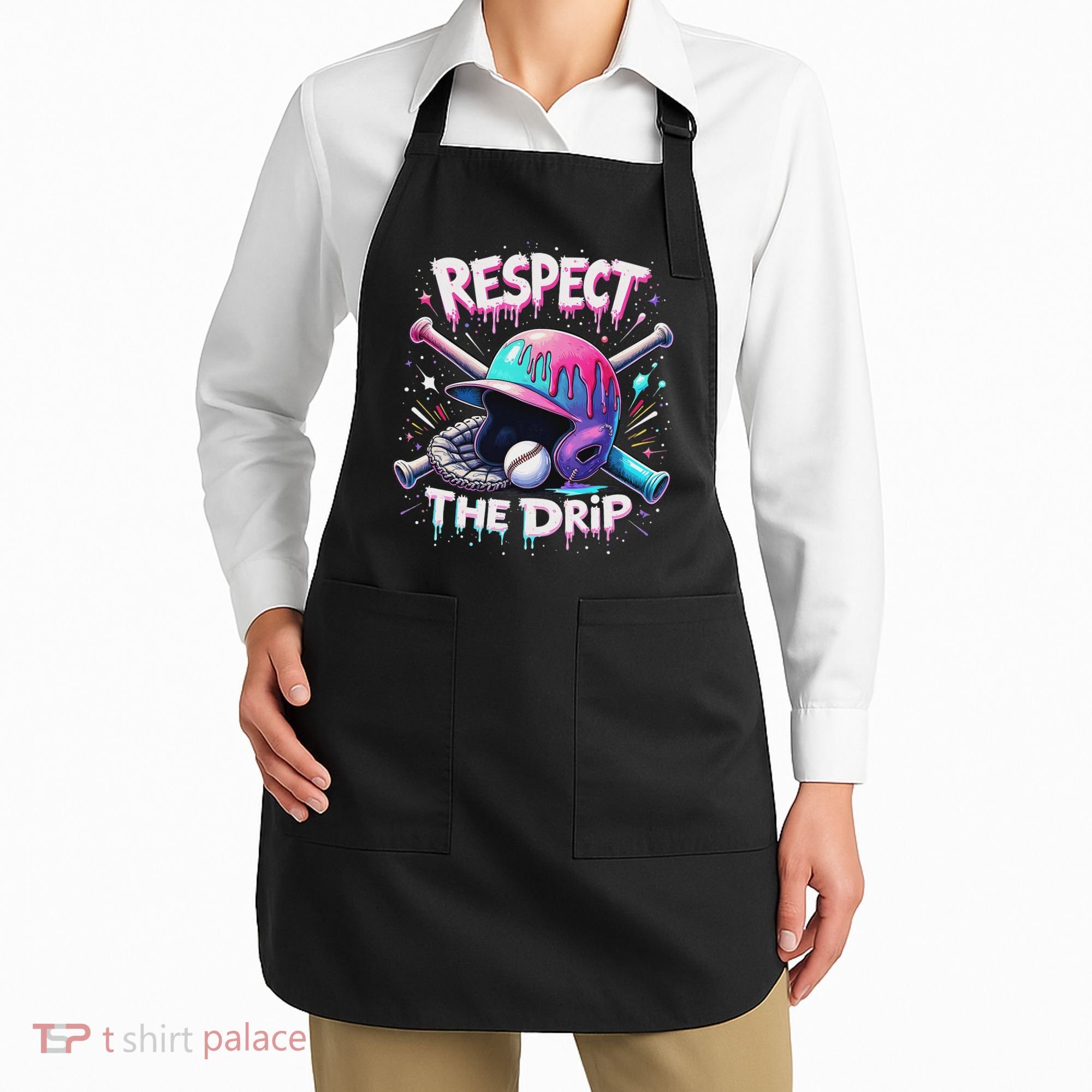 Respect The Drip Baseball Ice Cream Drip Vibes Squad Apron