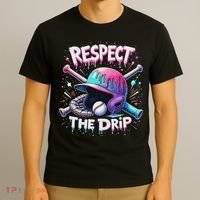 Respect The Drip Baseball Ice Cream Drip Vibes Squad T-Shirt thumb 3