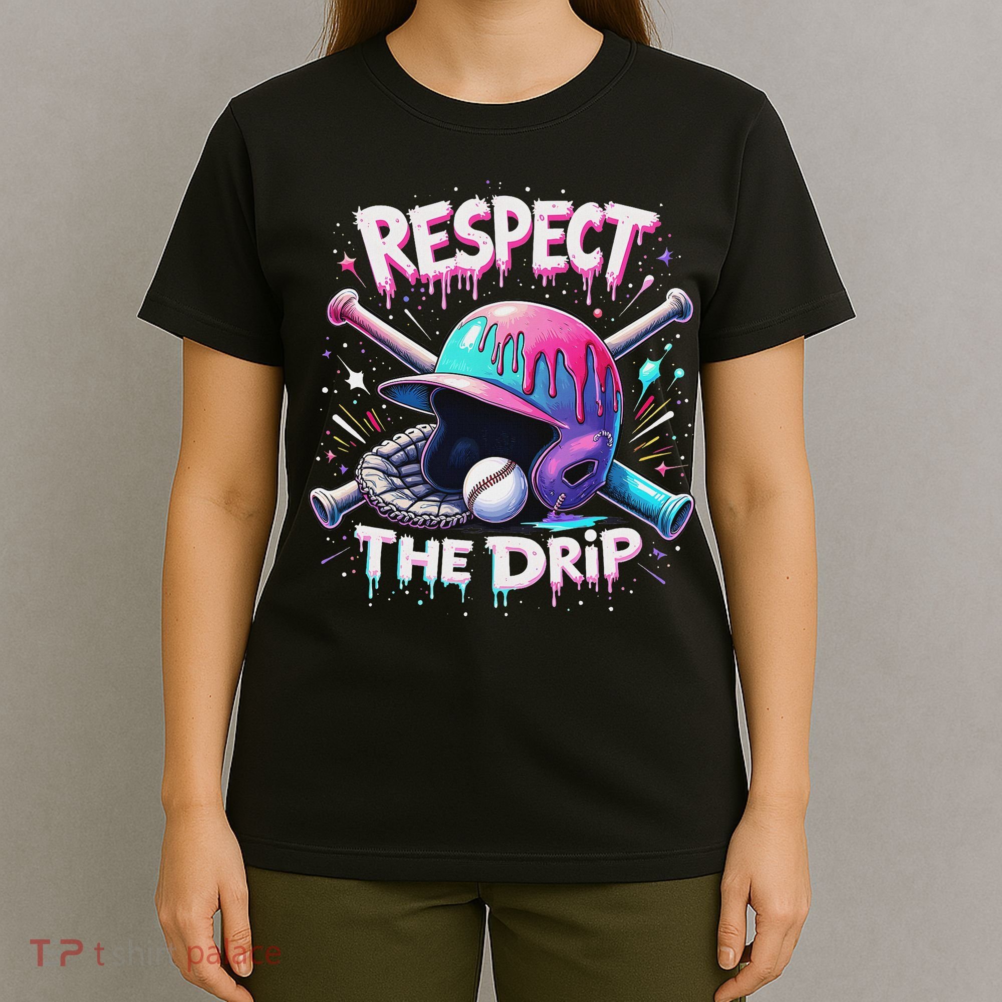 Respect The Drip Baseball Ice Cream Drip Vibes Squad T-Shirt