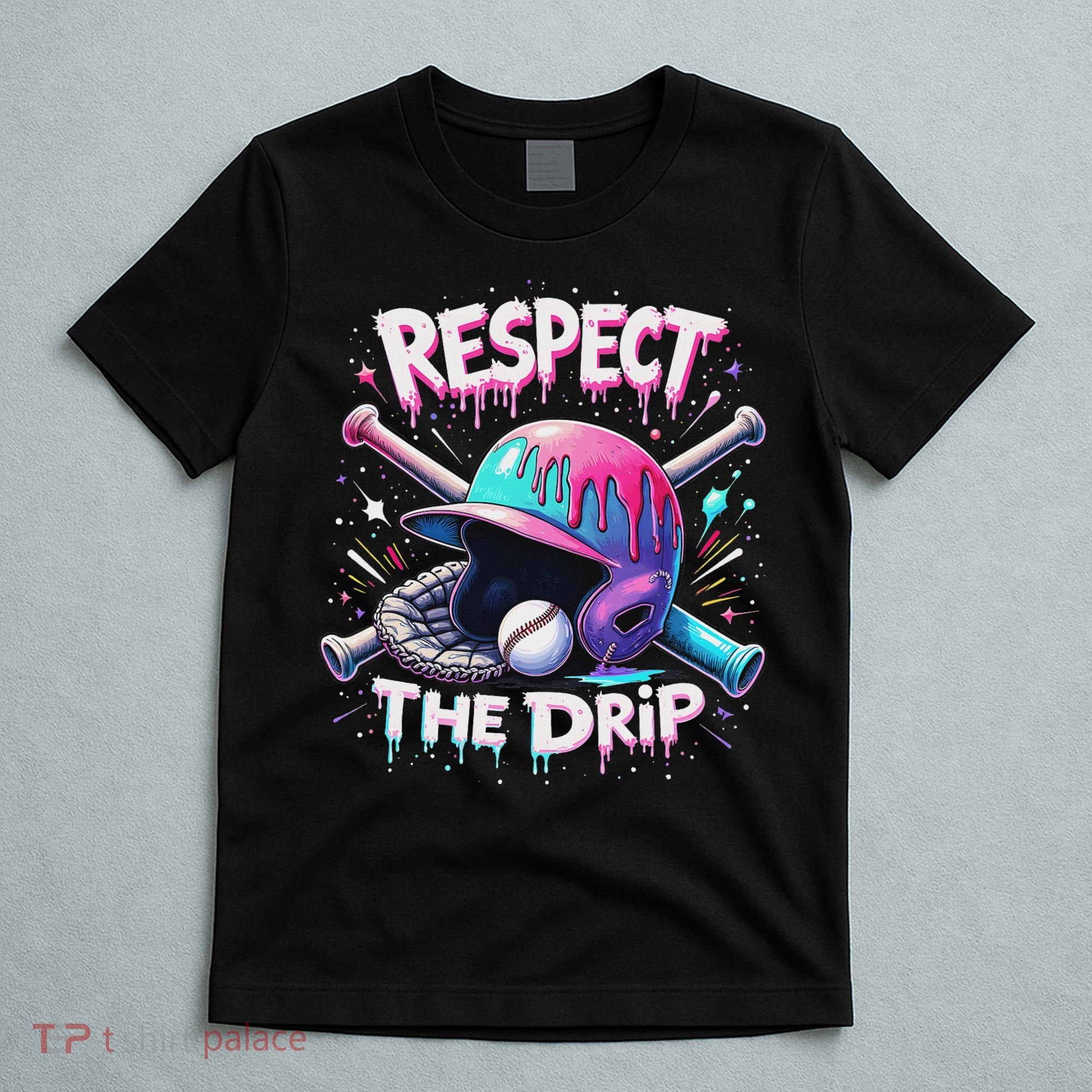 Respect The Drip Baseball Ice Cream Drip Vibes Squad T-Shirt
