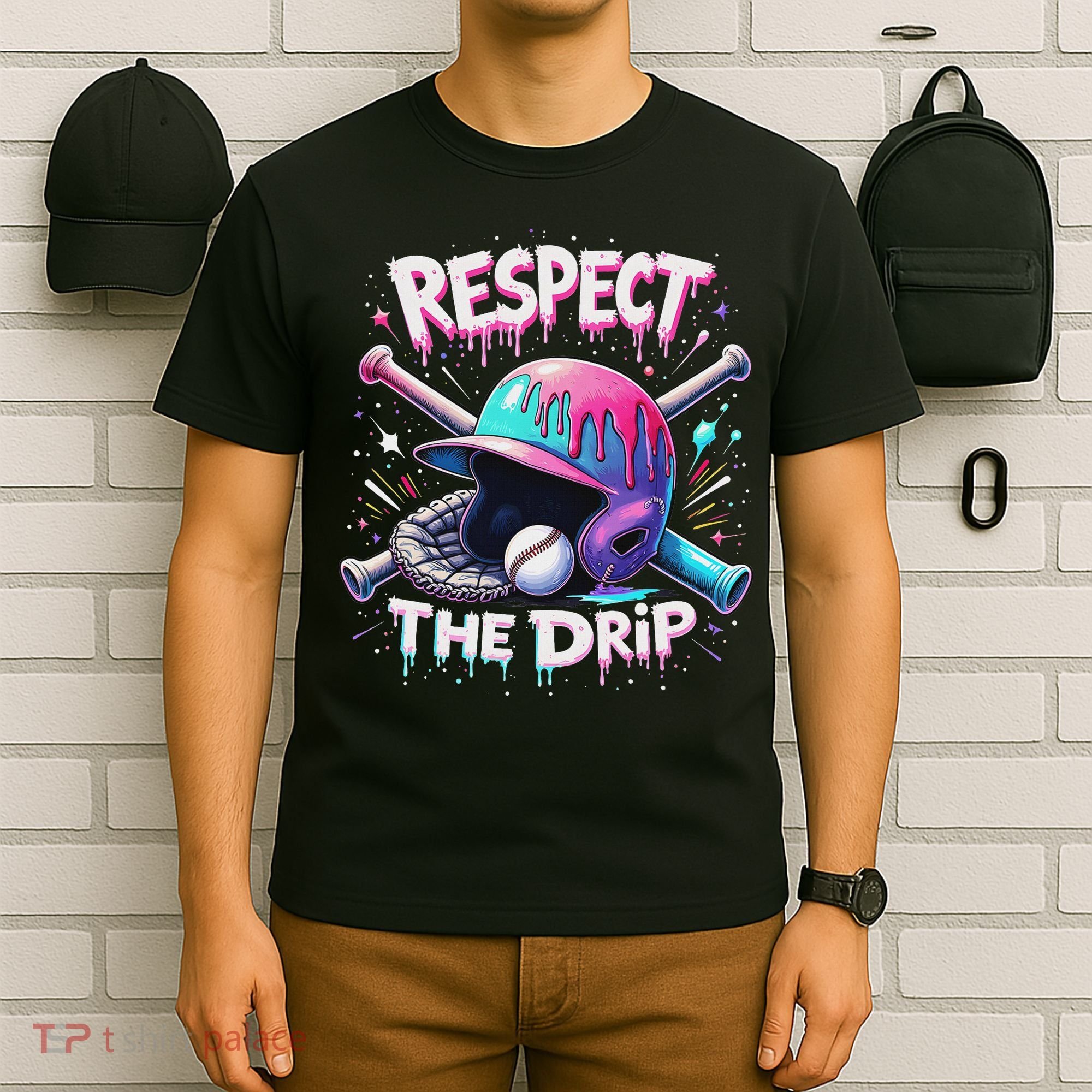 Respect The Drip Baseball Ice Cream Drip Vibes Squad T-Shirt