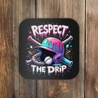Respect The Drip Baseball Ice Cream Drip Vibes Squad Coaster thumb 0