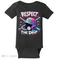 Respect The Drip Baseball Ice Cream Drip Vibes Squad Baby Bodysuit thumb 0