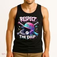 Respect The Drip Baseball Ice Cream Drip Vibes Squad Tank Top thumb 3