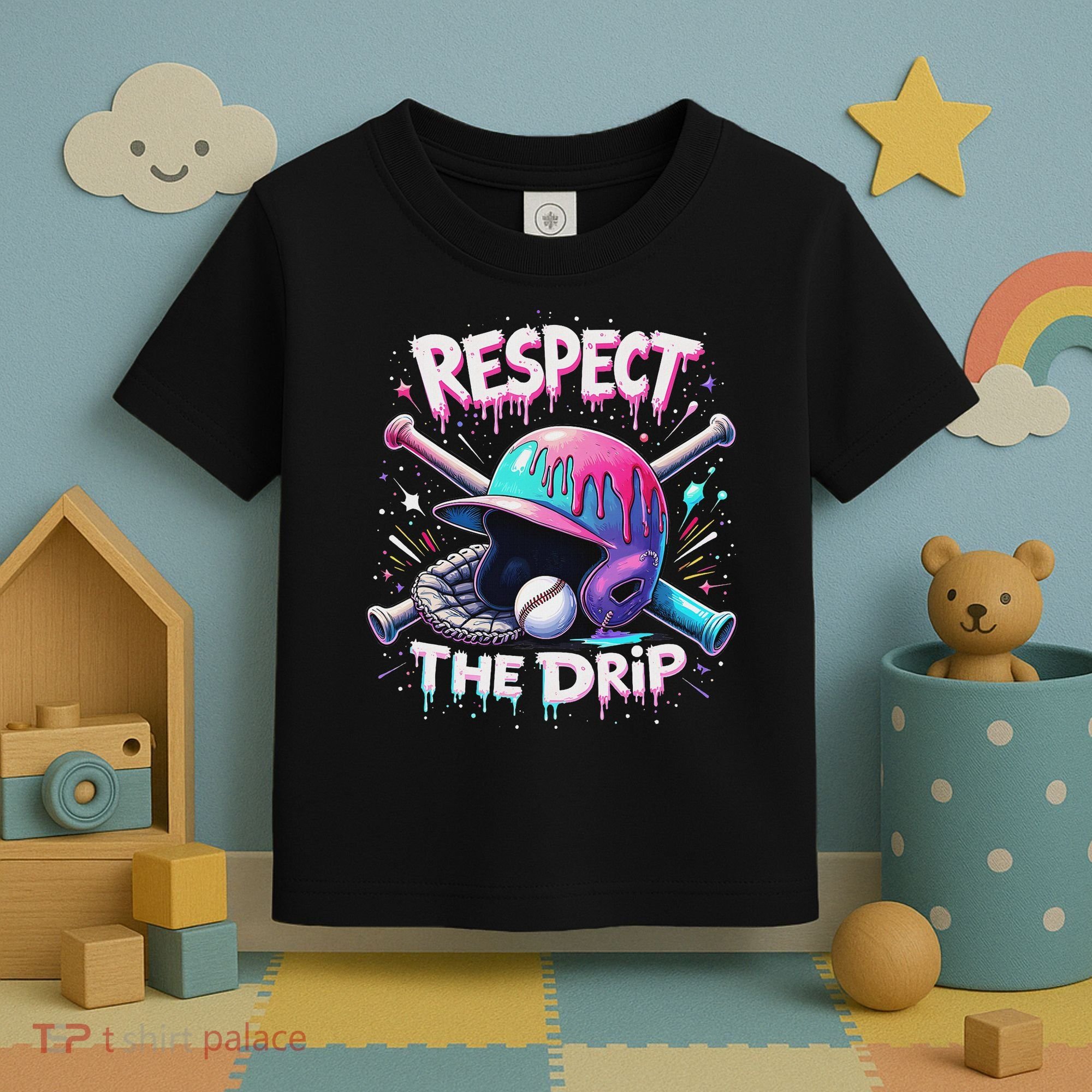 Respect The Drip Baseball Ice Cream Drip Vibes Squad Toddler T-Shirt