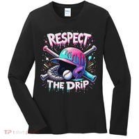 Respect The Drip Baseball Ice Cream Drip Vibes Squad Women's Long Sleeve Shirt thumb 0