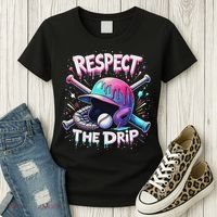 Respect The Drip Baseball Ice Cream Drip Vibes Squad Women's T-Shirt thumb 3