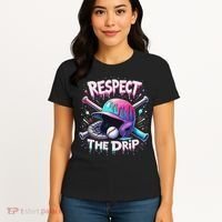 Respect The Drip Baseball Ice Cream Drip Vibes Squad Women's T-Shirt thumb 4