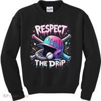 Respect The Drip Baseball Ice Cream Drip Vibes Squad Kids Sweatshirt thumb 0
