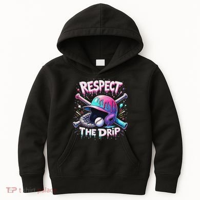 Respect The Drip Baseball Ice Cream Drip Vibes Squad Kids Hoodie