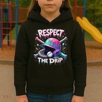 Respect The Drip Baseball Ice Cream Drip Vibes Squad Kids Hoodie thumb 3