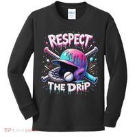 Respect The Drip Baseball Ice Cream Drip Vibes Squad Kids Long Sleeve Shirt thumb 0