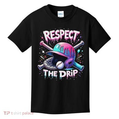 Respect The Drip Baseball Ice Cream Drip Vibes Squad Kids T-Shirt