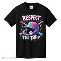 Respect The Drip Baseball Ice Cream Drip Vibes Squad Kids T-Shirt thumb 0