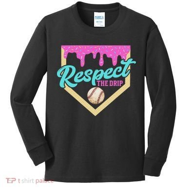 Respect The Drip Ice Cream Dripping Kids Long Sleeve Shirt