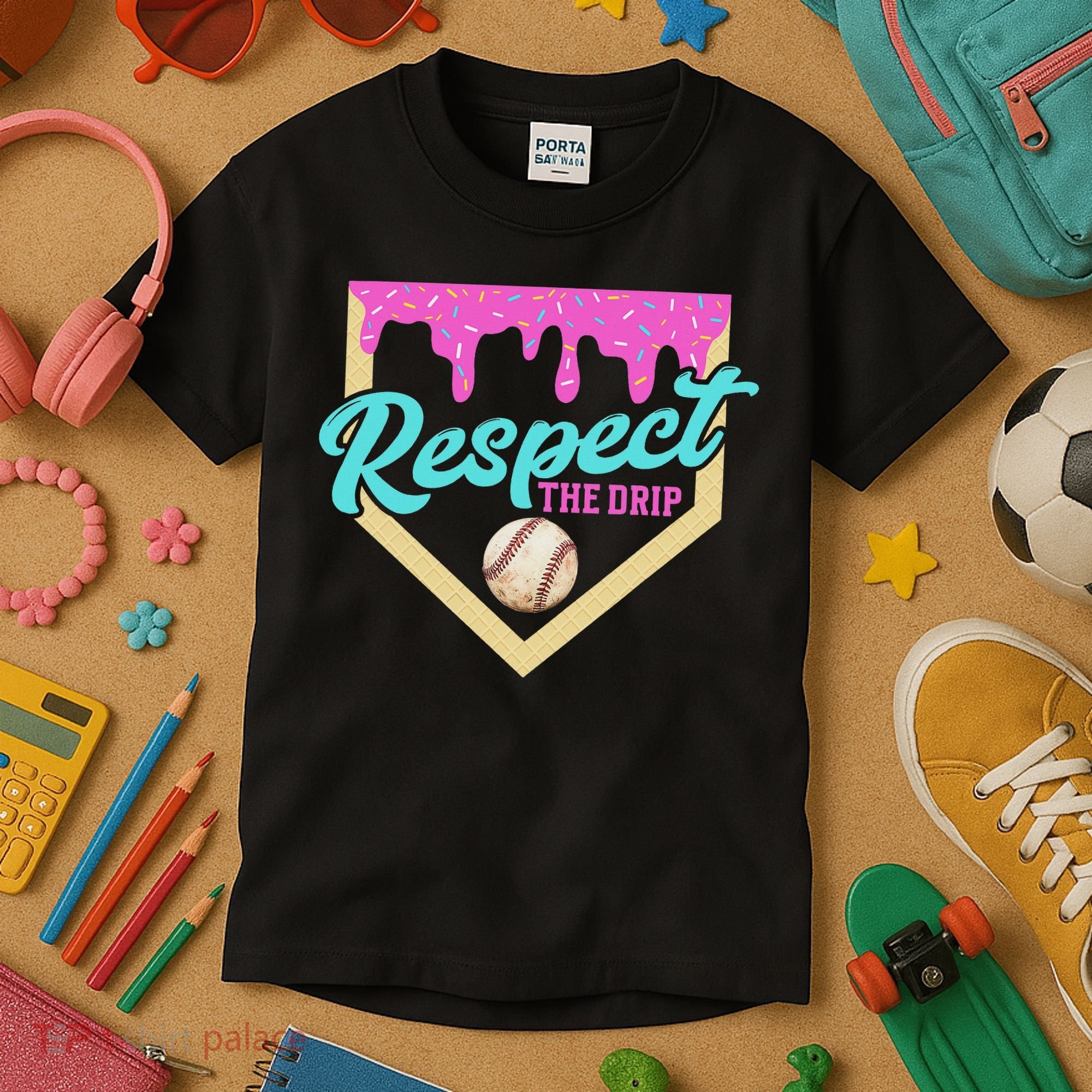 Respect The Drip Ice Cream Dripping Kids T-Shirt