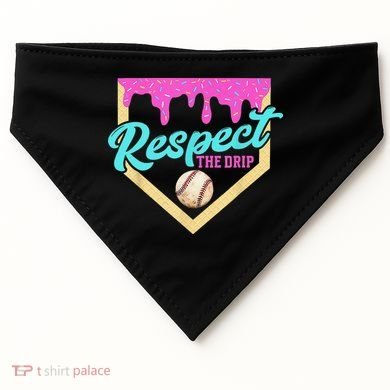 Respect The Drip Baseball Home Plate Ice Cream Dripping USA-Made Doggie Bandana