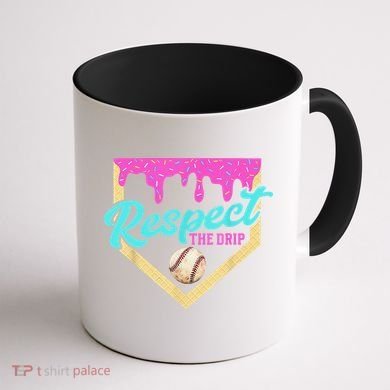 Respect The Drip Baseball Home Plate Ice Cream Dripping Coffee Mug back