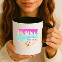 Respect The Drip Baseball Home Plate Ice Cream Dripping Coffee Mug thumb 3