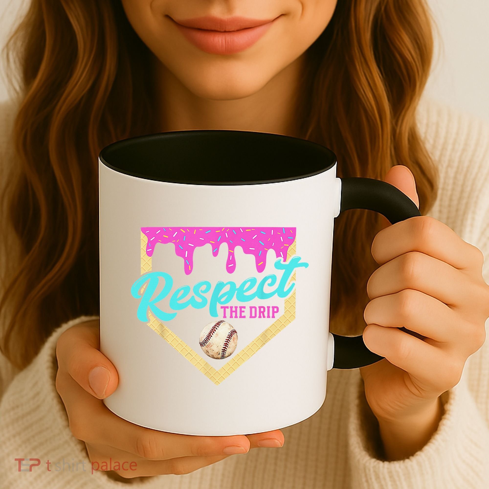 Respect The Drip Baseball Home Plate Ice Cream Dripping Coffee Mug