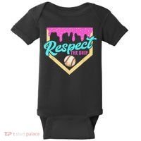Respect The Drip Baseball Home Plate Ice Cream Dripping Baby Bodysuit thumb 0