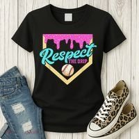 Respect The Drip Baseball Home Plate Ice Cream Dripping Women's T-Shirt thumb 3