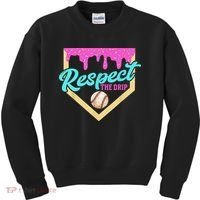 Respect The Drip Baseball Home Plate Ice Cream Dripping Kids Sweatshirt thumb 0