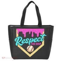 Respect The Drip Baseball Home Plate Ice Cream Dripping Tote Bag thumb 0