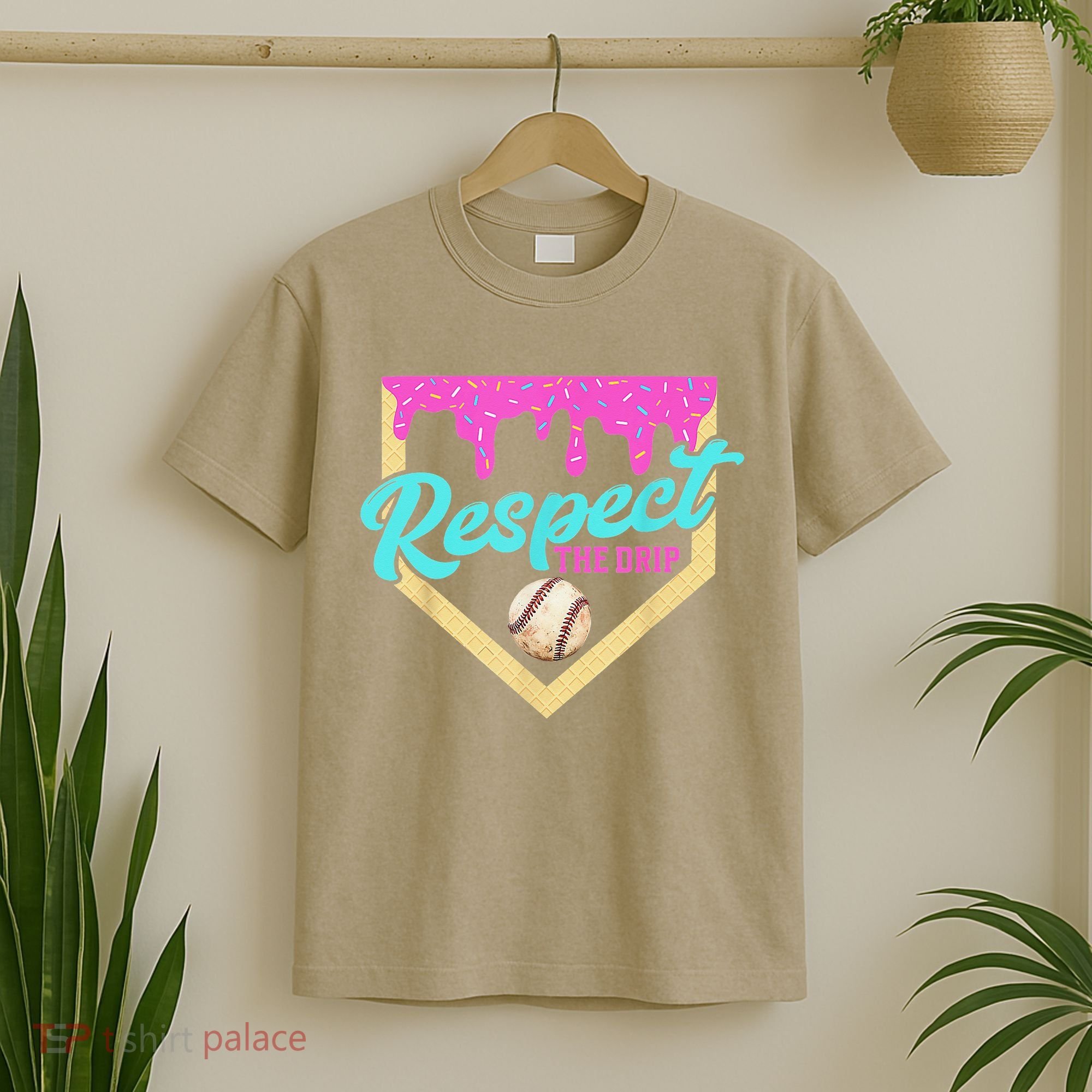 Respect The Drip Baseball Home Plate Ice Cream Dripping T-Shirt