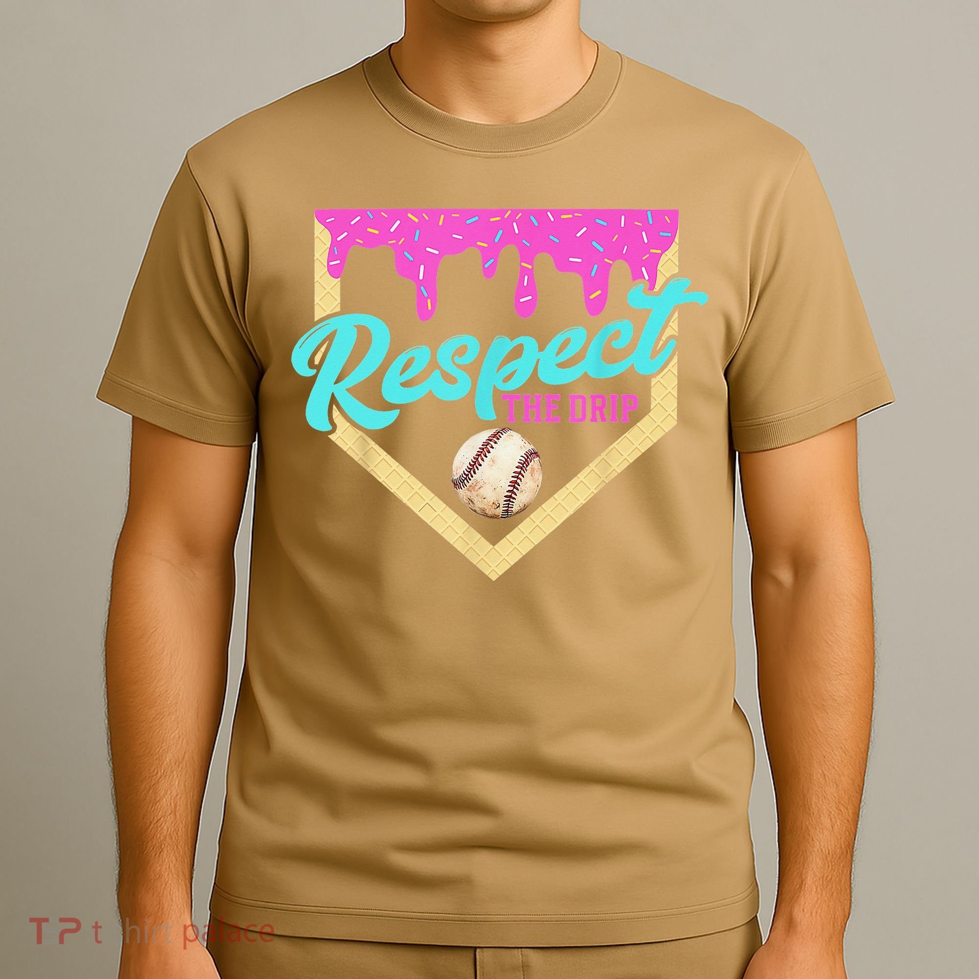 Respect The Drip Baseball Home Plate Ice Cream Dripping T-Shirt