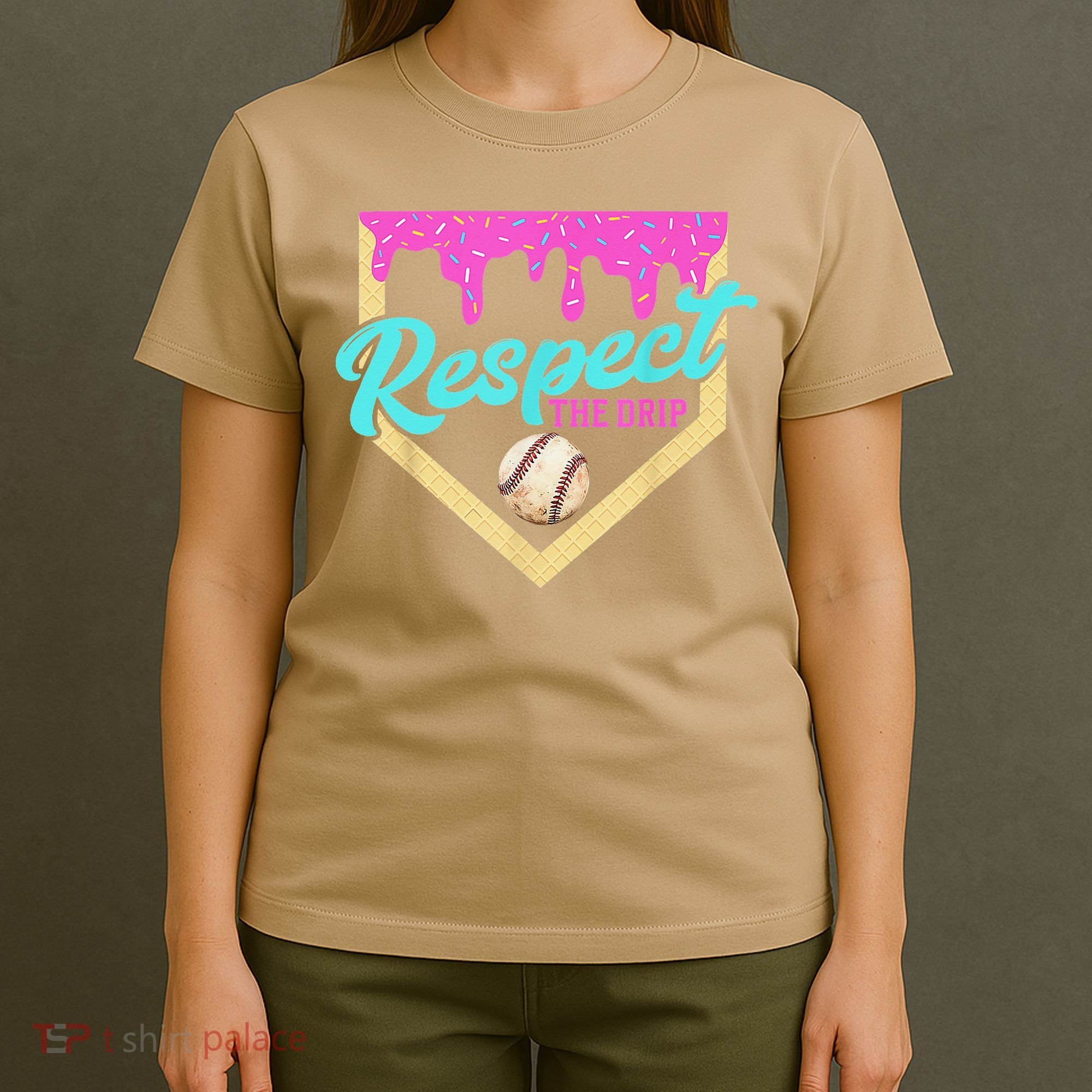 Respect The Drip Baseball Home Plate Ice Cream Dripping T-Shirt