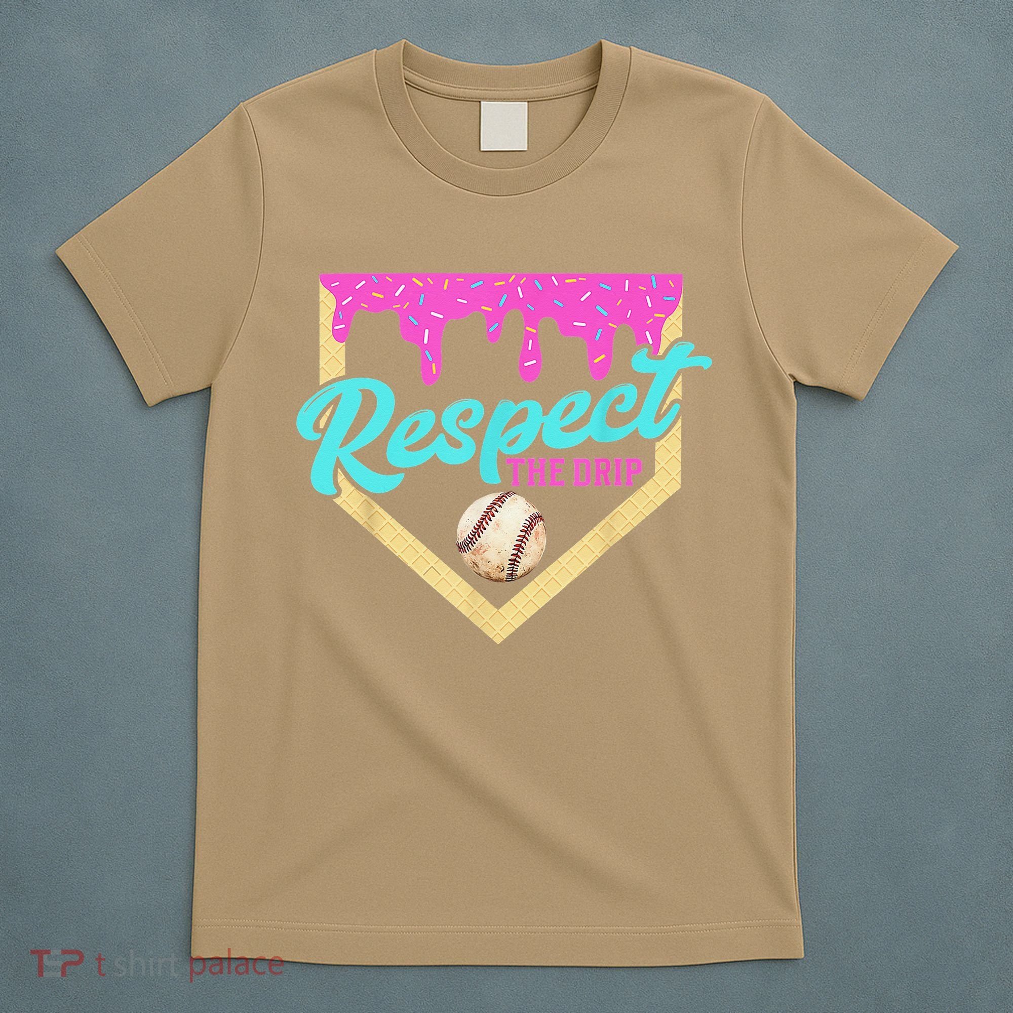 Respect The Drip Baseball Home Plate Ice Cream Dripping T-Shirt