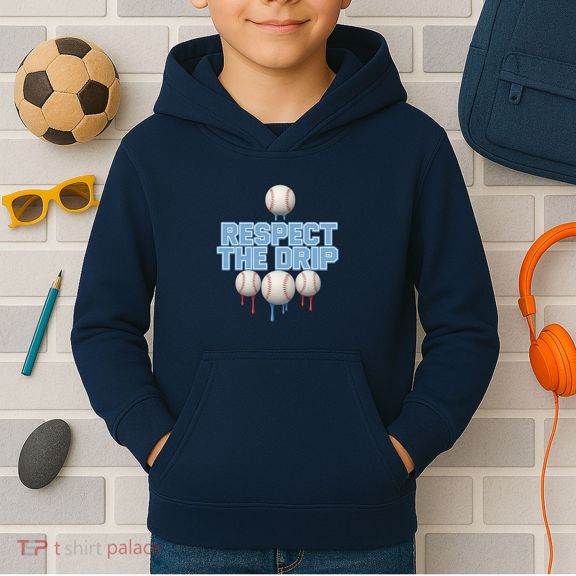 Respect The Drip Baseball Ice Kids Hoodie