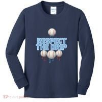 Respect The Drip Baseball Ice Kids Long Sleeve Shirt thumb 0
